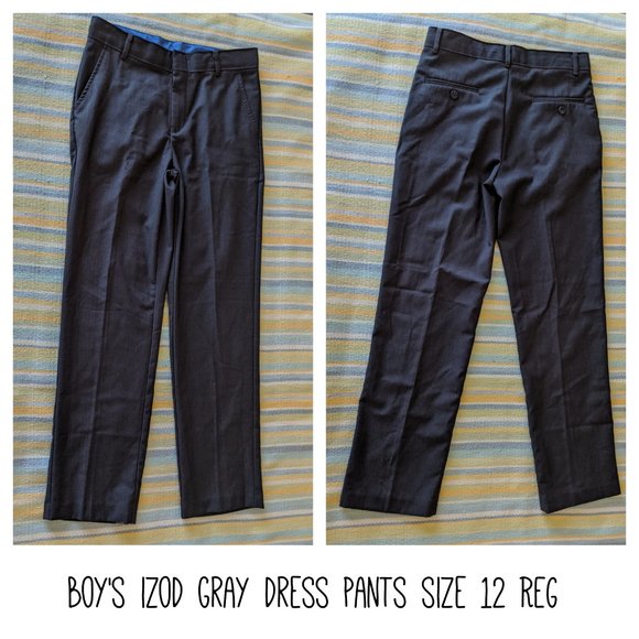 Boy's Izod Grey Dress Pants Size 12 Reg - Picture 1 of 14